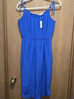 NWT Madewell Skyway Cami Silk Dress Royal Blue Minimalist Slip Midi Sz 6 $145